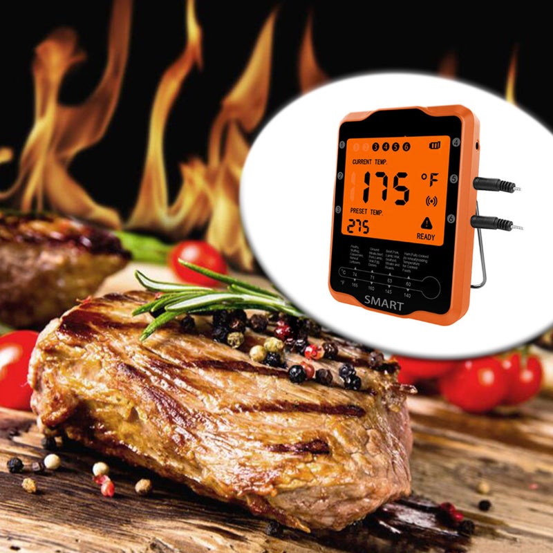 Wireless BT BBQ Grill Thermometer Orange 20 x 2.6 x 11.6cm