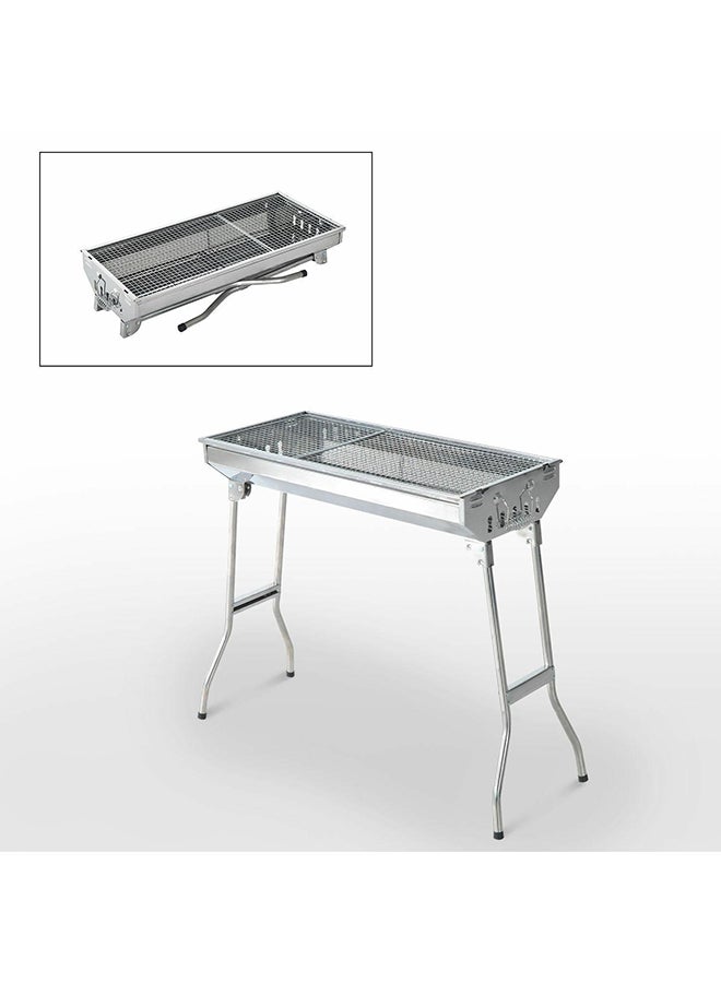 Stainless Steel Charcoal Bbq Grill With Stand Silver 73x71x34cm