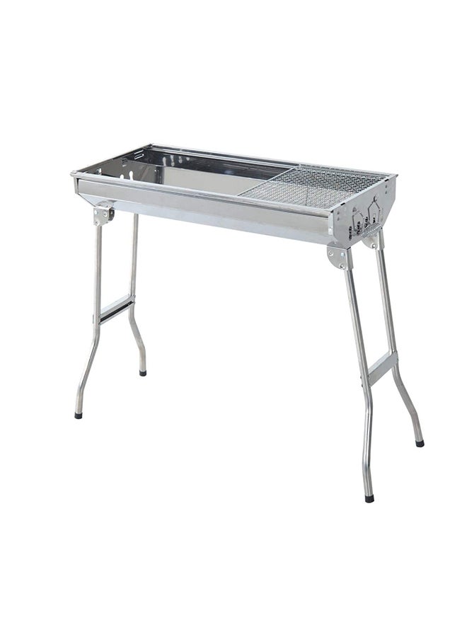 Stainless Steel Charcoal Bbq Grill With Stand Silver 73x71x34cm