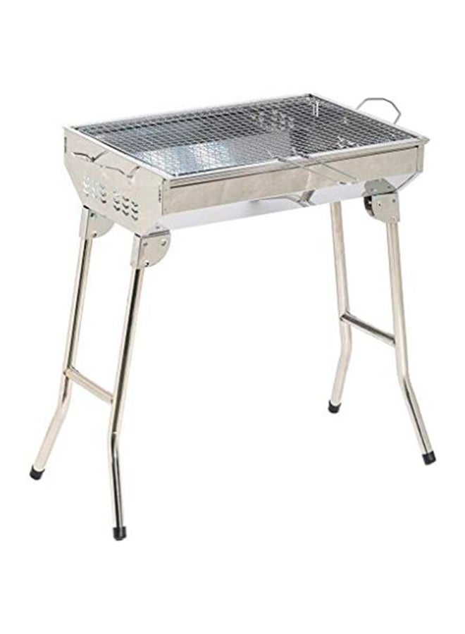 Outdoor And Indoor Foldable Barbecue Grill With Legs Silver