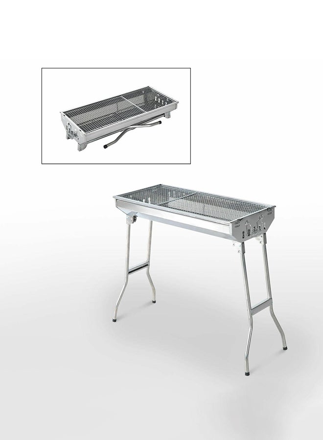 Stainless Steel Charcoal Bbq Grill With Stand Black 73x71x34cm