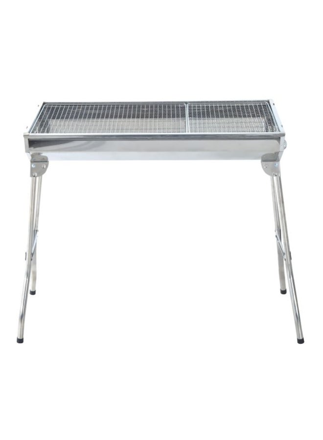 2-Piece Portable BBQ Charcoal Grill Set Silver 35inch