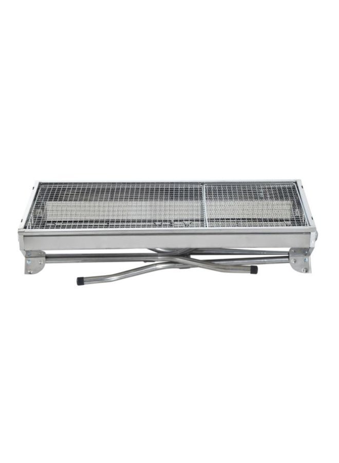 2-Piece Portable BBQ Charcoal Grill Set Silver 35inch