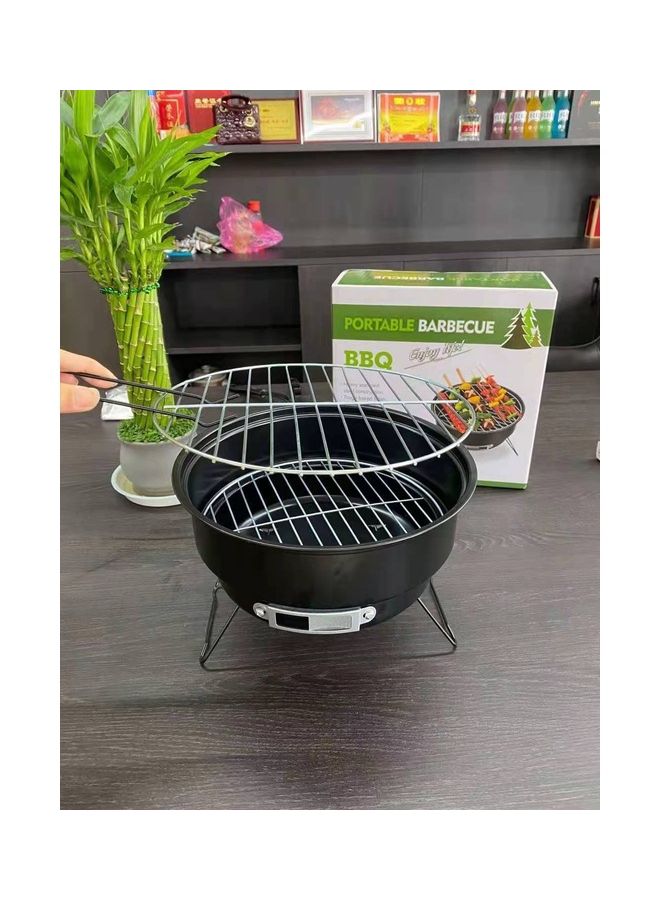 Mini Charcoal BBQ Round Carbon Oven Black/Silver