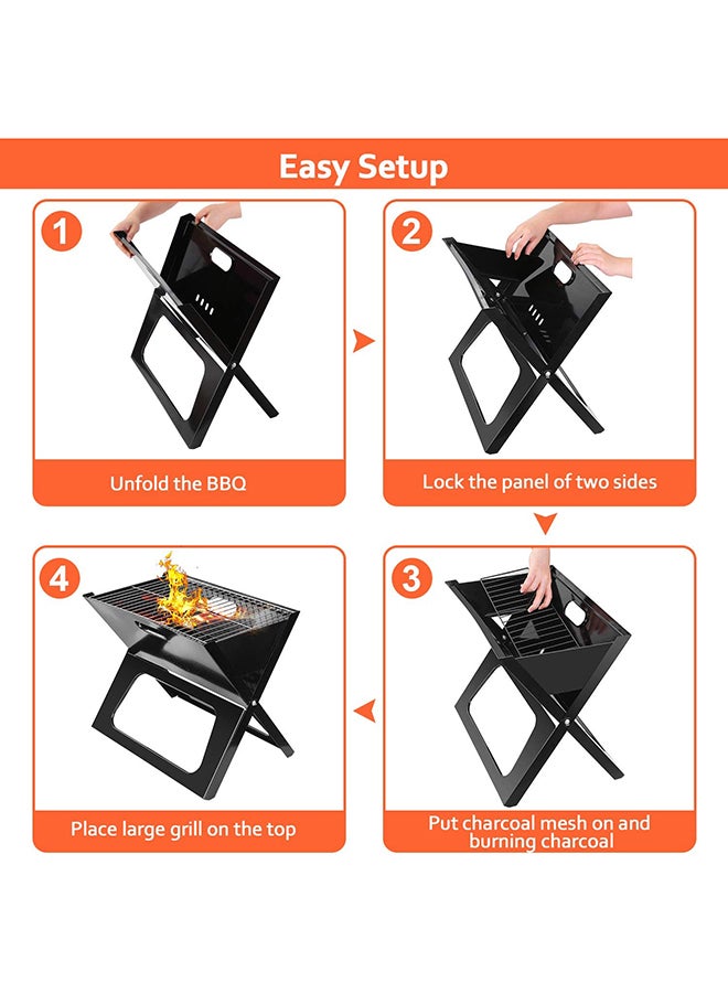 Portable BBQ Charcoal Grill Black 48x31x40cm