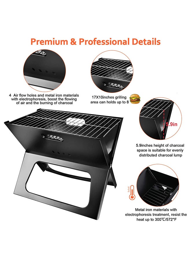 Portable BBQ Charcoal Grill Black 48x31x40cm