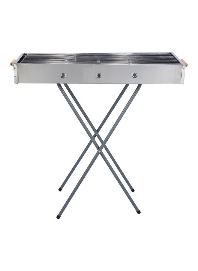 Stainless Steel Bbq Stand With Grill Silver 65x30x67cm