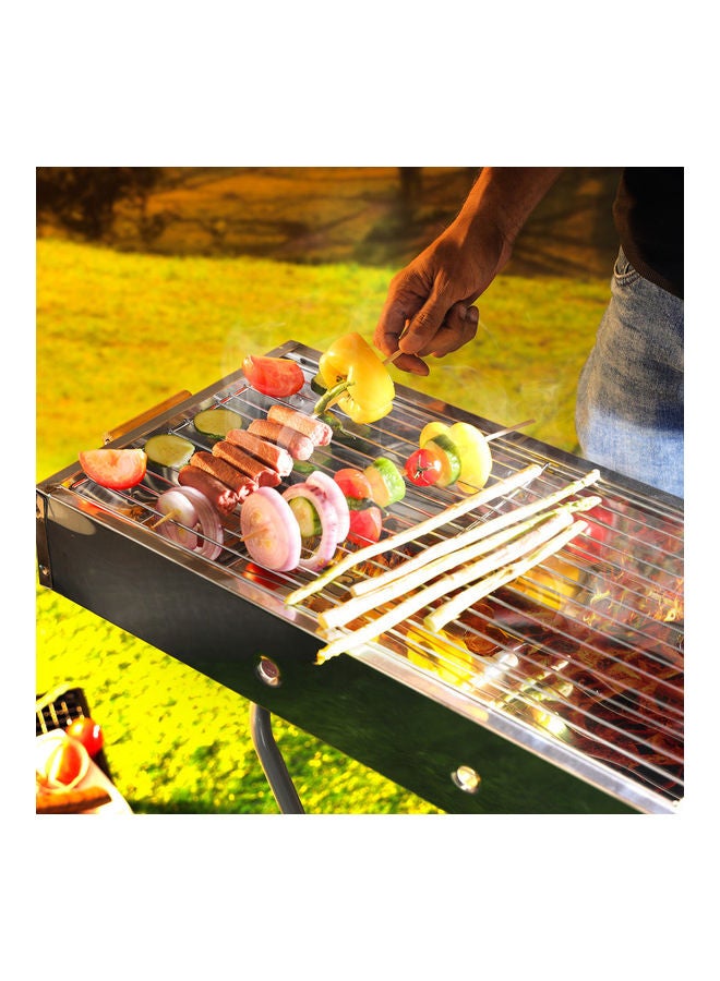 Stainless Steel Bbq Stand With Grill Silver 65x30x67cm