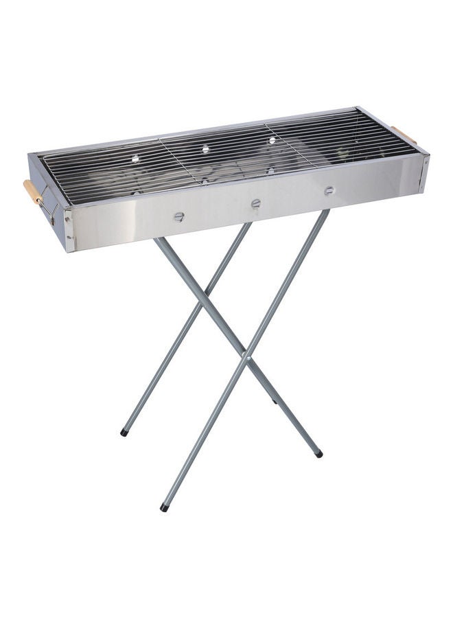 Stainless Steel Bbq Stand With Grill Silver 65x30x67cm