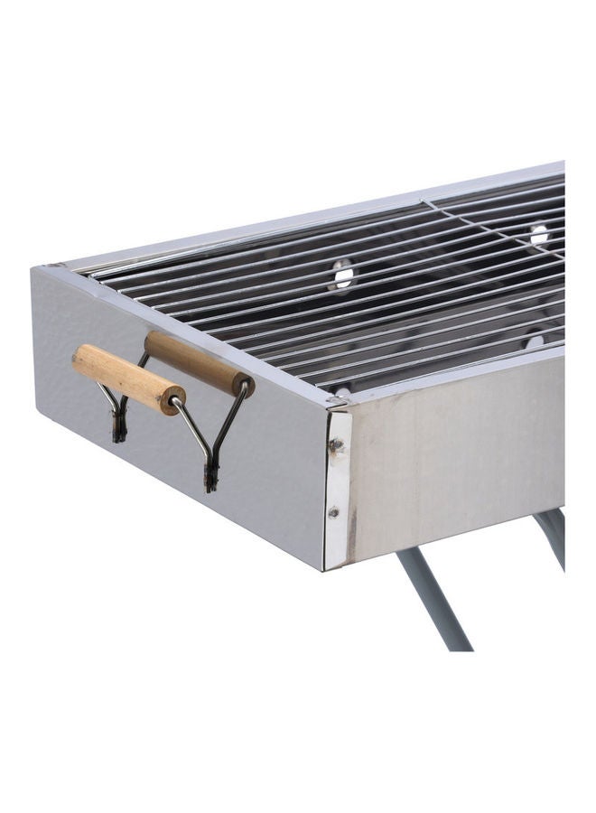 Stainless Steel Bbq Stand With Grill Silver 65x30x67cm