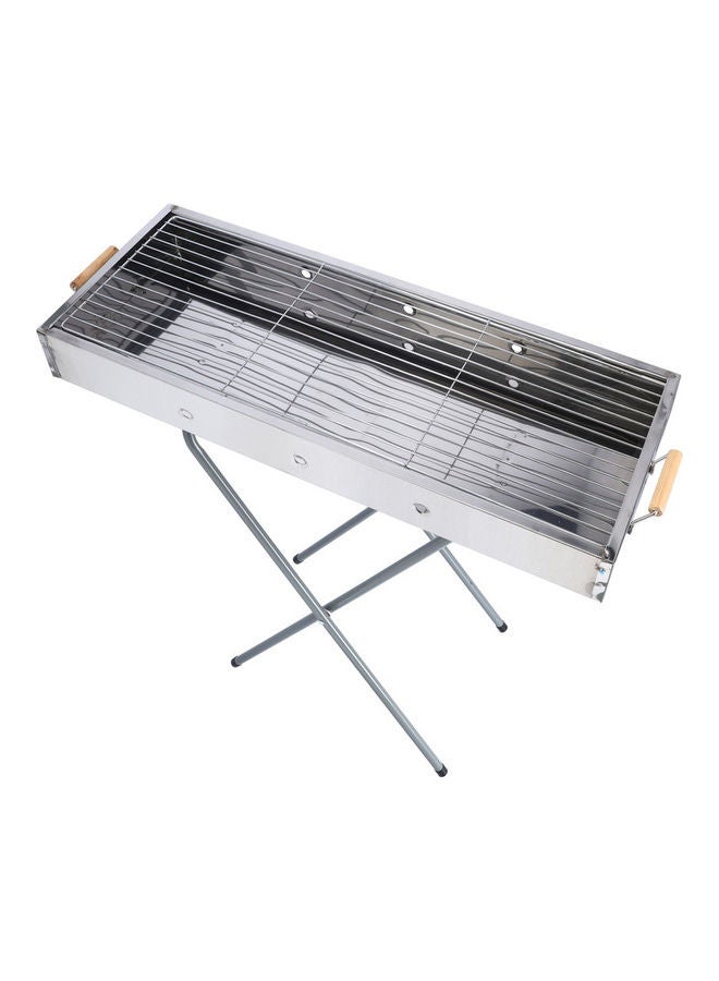 Stainless Steel Bbq Stand With Grill Silver 65x30x67cm