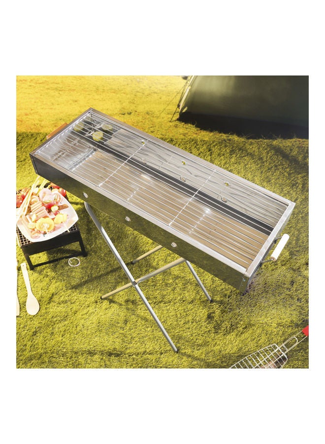 Stainless Steel Bbq Stand With Grill Silver 65x30x67cm