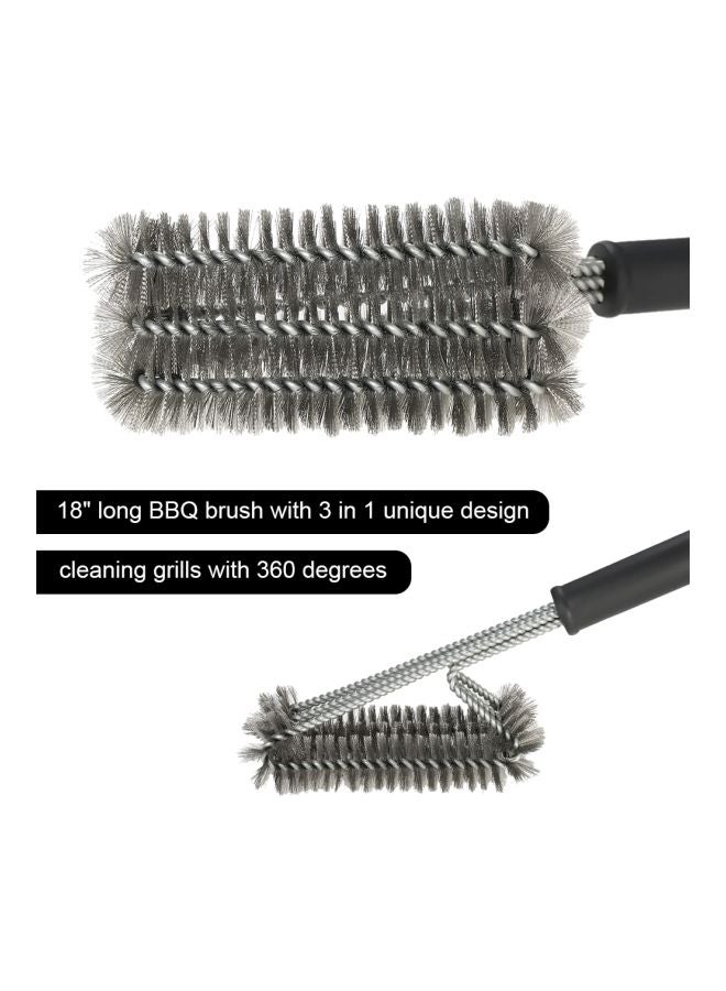 Stainless Steel BBQ Grill Brush Black/Silver 18inch