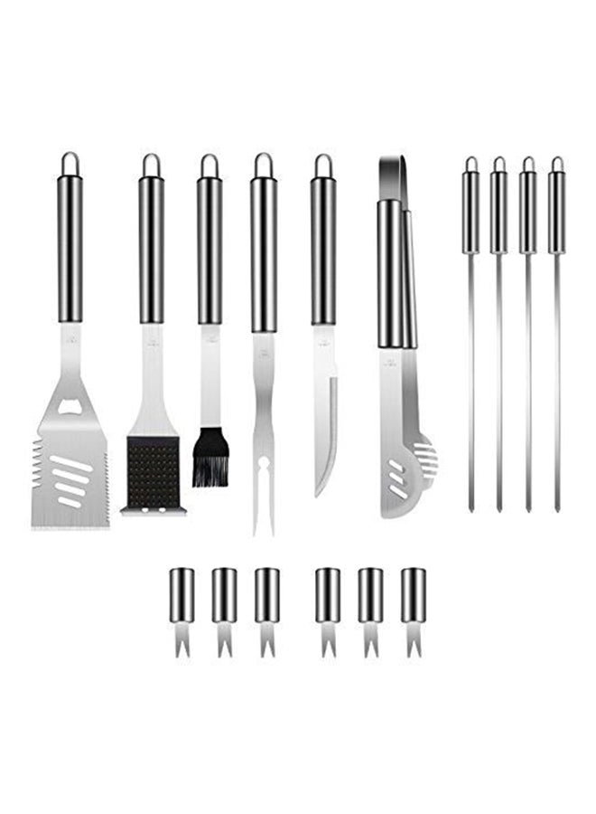18-Piece Stainless Steel Grilling Tool Set Silver/Black