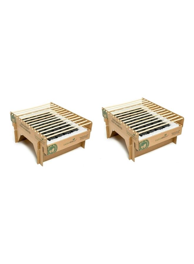 Pack Of 2 Portable Instant Biodegradable Barbecue Grill Beige
