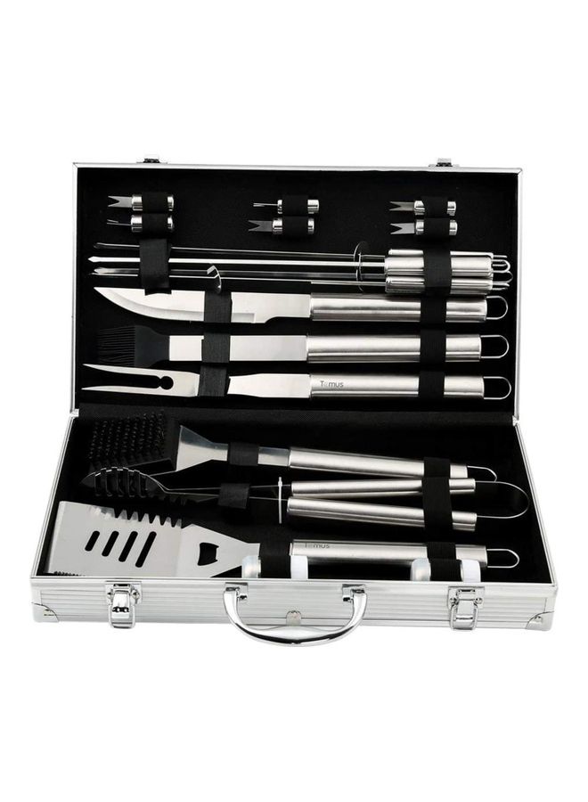 Portable Barbeque Tools Set Silver/Black