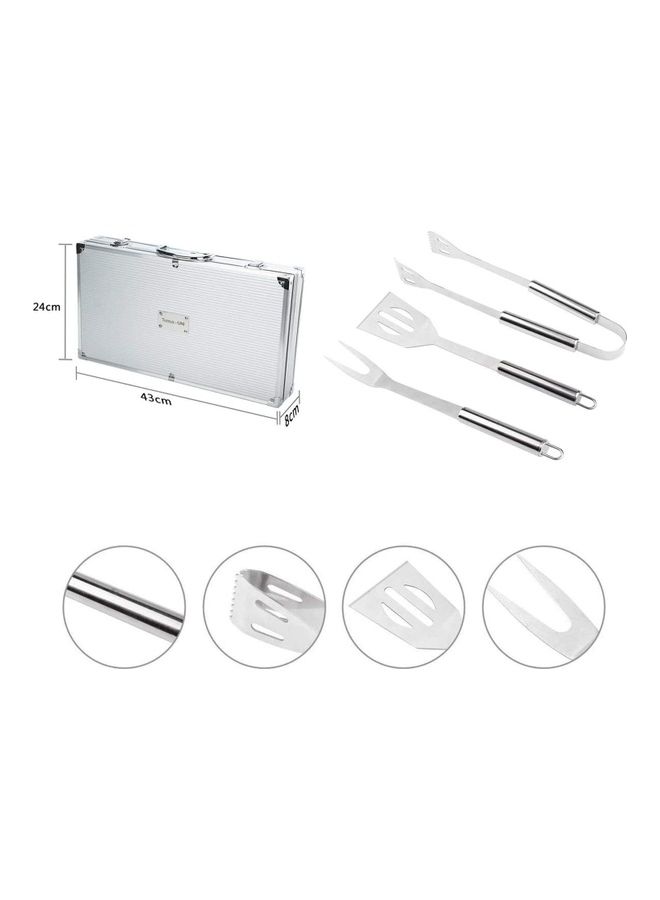 Portable Barbeque Tools Set Silver/Black