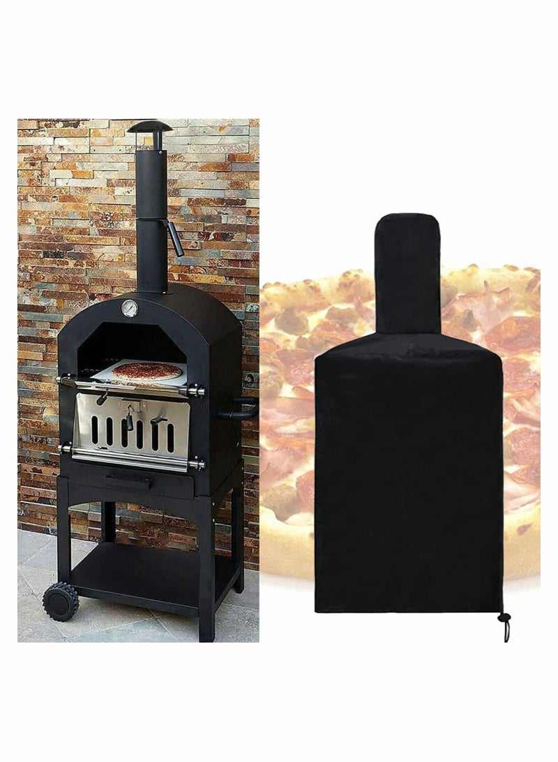Outdoor Pizza Oven Cover 210D Garden Black Protection Weather Resistant Dustproof BBQ Rain for Wood Fired Cha Rcoal Bread 165x65x45CM