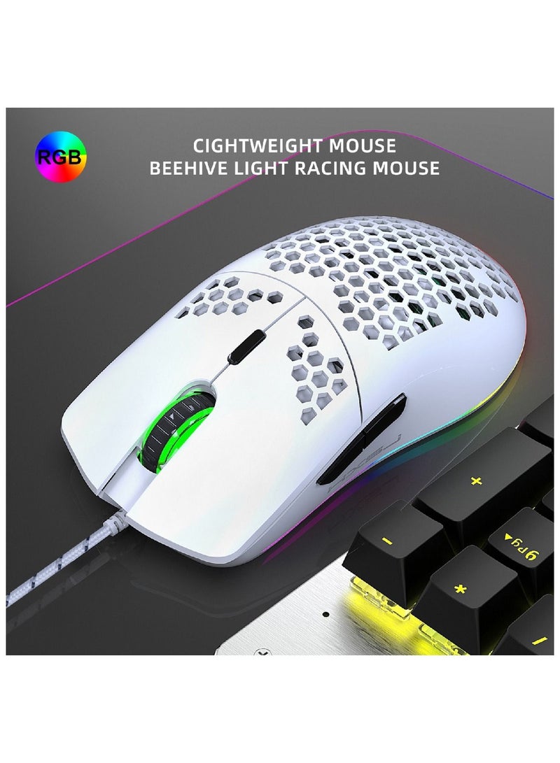 J900 Rgb Wired Gaming Mouse Suitable For Windows Pc Game Consoles White