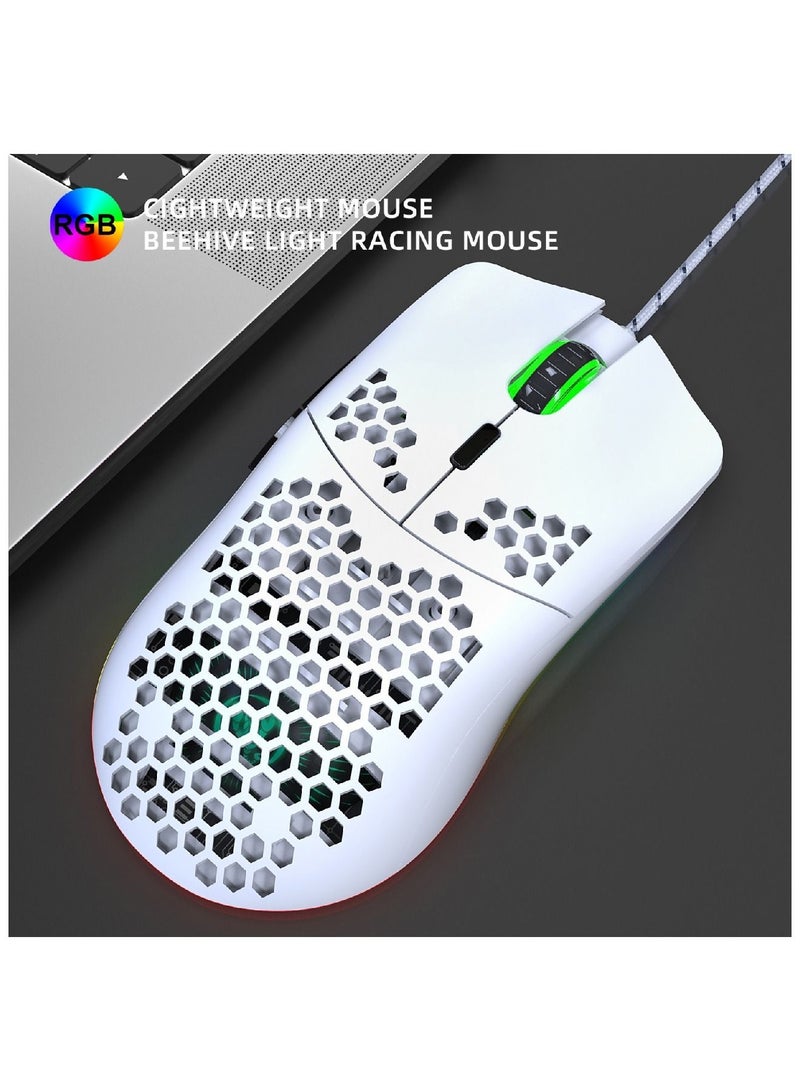 J900 Rgb Wired Gaming Mouse Suitable For Windows Pc Game Consoles White