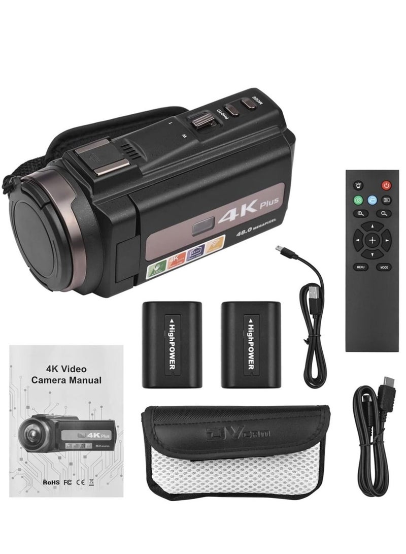 WiFi Digital Video Camera Camcorder 4K/60FPS 48MP Video Camera Recorder With 16X Zoom 3 Inch Touchscreen Batteries Remote Control With HD Camera