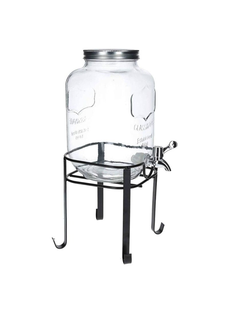 Glass Beverage Dispenser W Stand 4 L