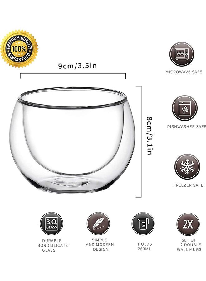 2-Piece Double Walled Espresso Cups Clear