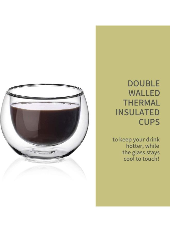 2-Piece Double Walled Espresso Cups Clear