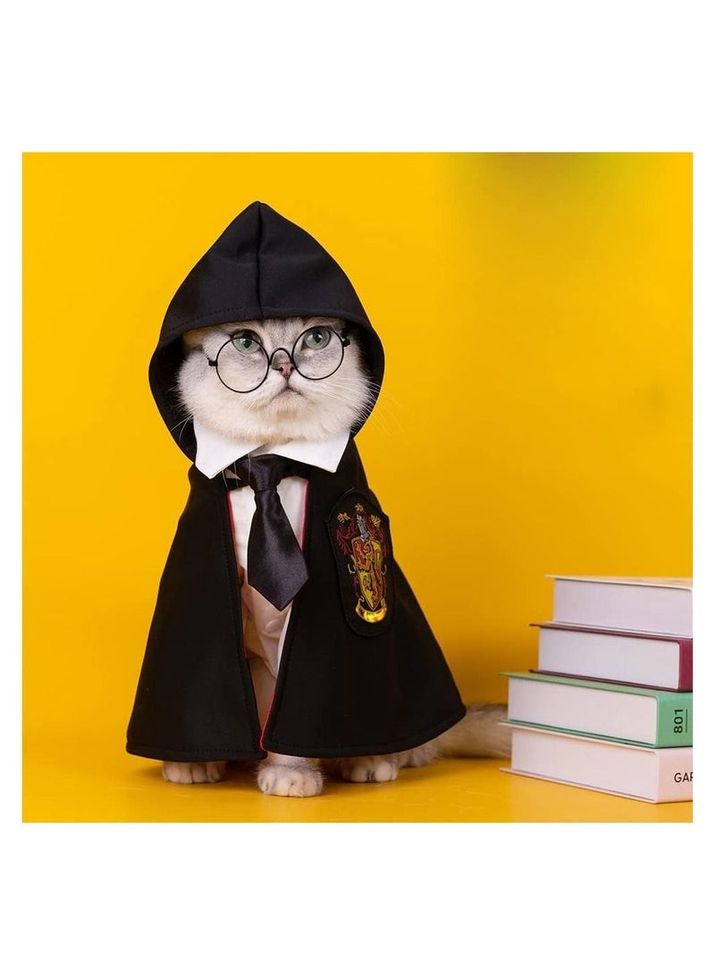Pet Costume Harry Potter Witchcraft Style Dog Cat Costumes Cape Cosplay Costume Set Wizard Pet Clothes Cute Apparel with Glasses Large Size