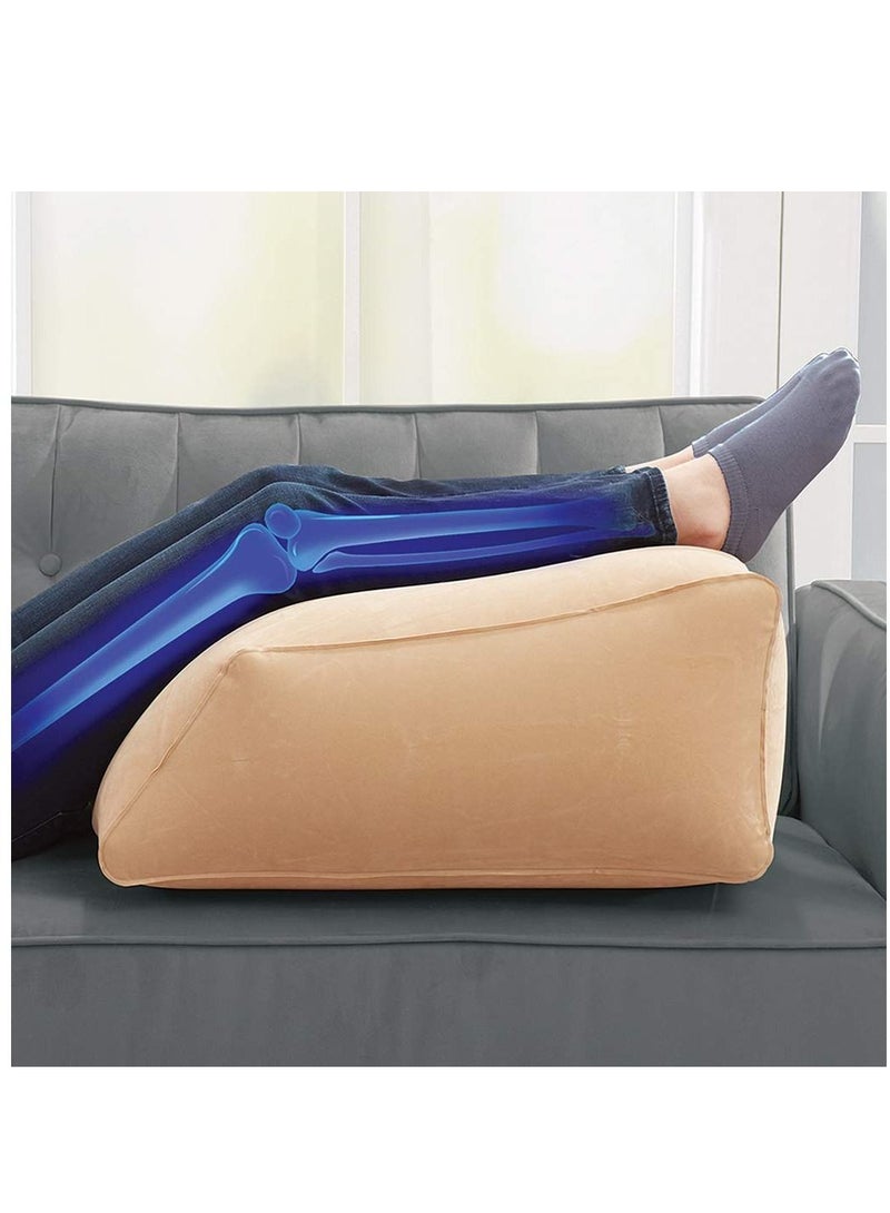 Inflatable Leg Elevation Pillows, Hip and Knee Pain, Improves Circulation, Reduces Swelling-Inflatable Bed Wedge Pillow 60x50x30cm Beige