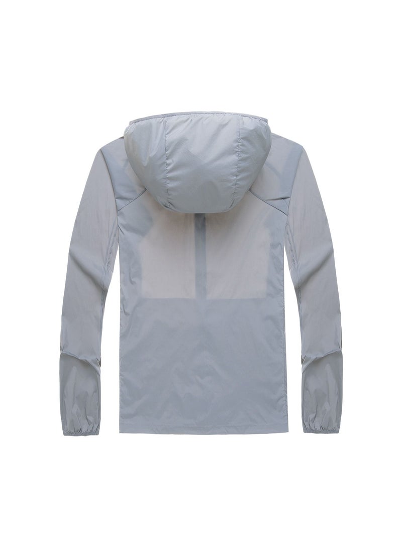Men's Summer Breathable UV Protection Lightweight Sunscreen Clothing Printable Logo Grey