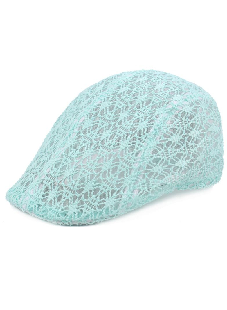 Women's Silk Mesh Cap Lace Beret Blue