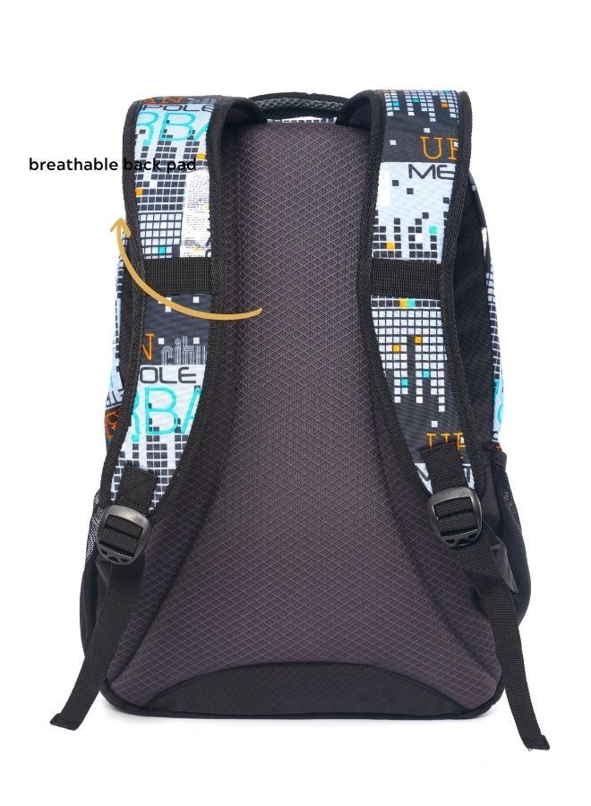 2pcs Set Kids School Backpack with Pencil Case(36x49x20CM) Black Urban City Design