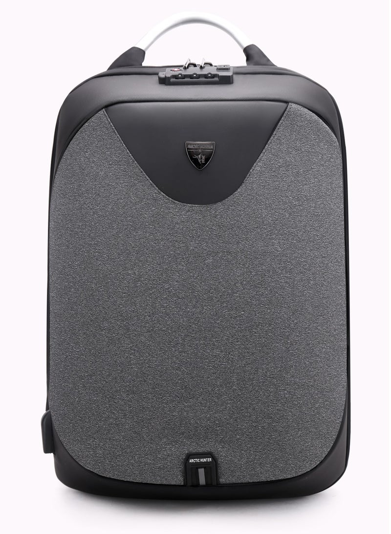 Semi Hard Durable Polyester Travel Backpack 23L Backpack with Built in USB Port and TSA Lock B00208 Dark Grey