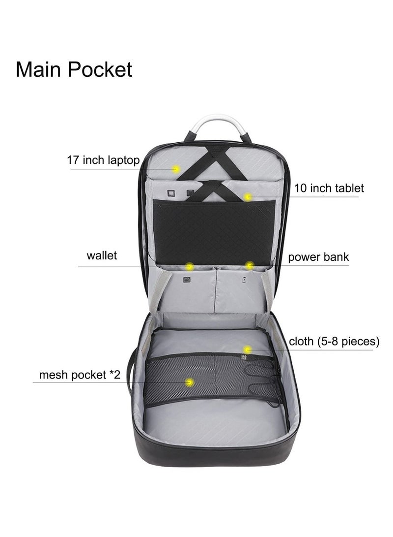 Expandable Travel Backpack Convertible Hand Carry bag with USB charging port with TSA friendly Opening laptop Bag for Unisex B00227L Black