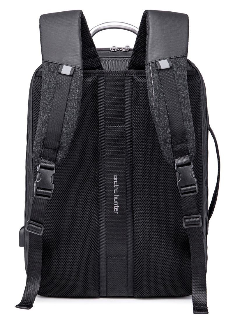 Expandable Travel Backpack Convertible Hand Carry bag with USB charging port with TSA friendly Opening laptop Bag for Unisex B00227L Black
