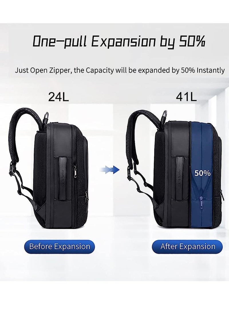 Expandable Travel Backpack Convertible Hand Carry bag with USB charging port with TSA friendly Opening laptop Bag for Unisex B00227L Black