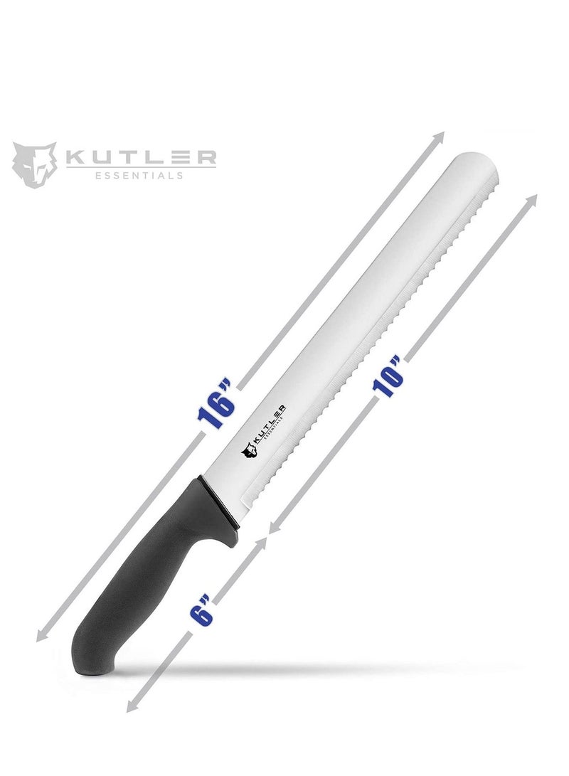 KUTLER Professional 10-Inch Bread Knife and Cake Slicer with Serrated Edge - Ultra-Sharp Stainless Steel Cutlery