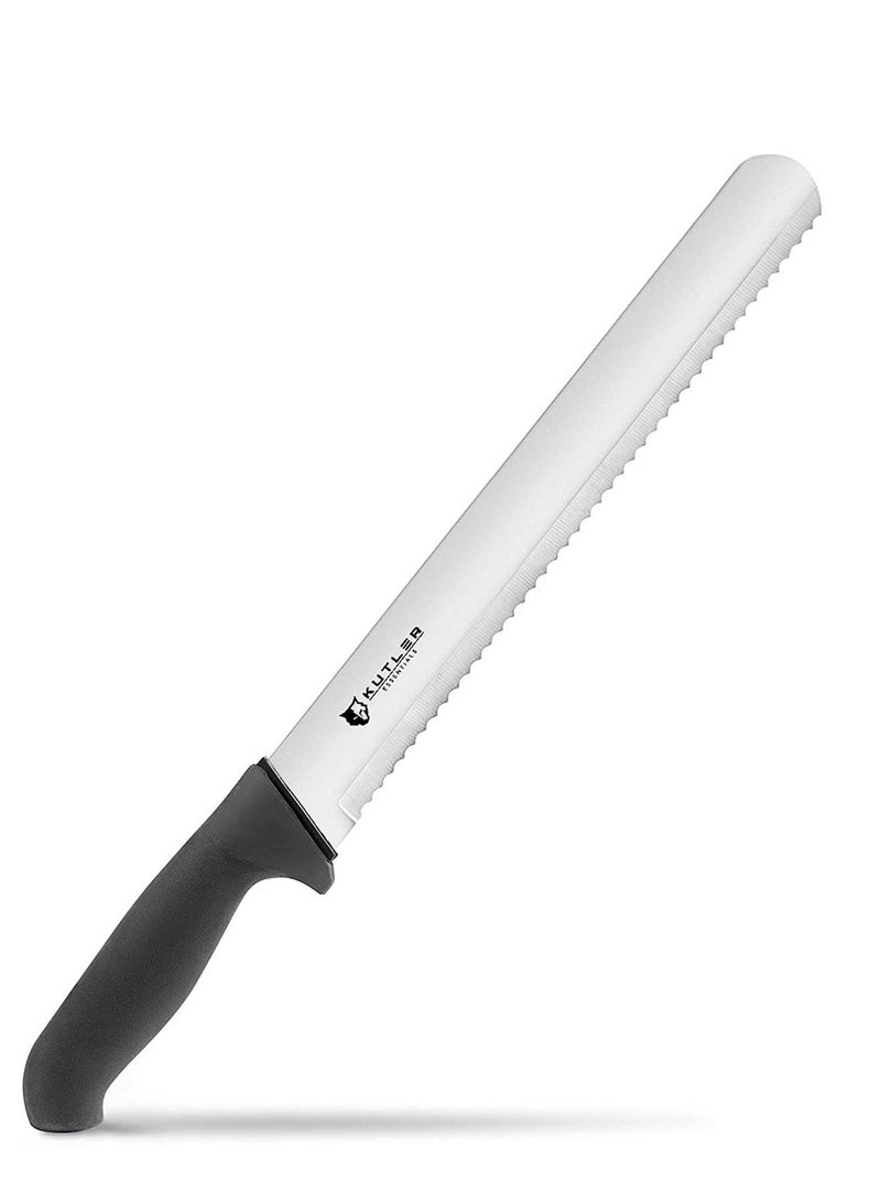 KUTLER Professional 10-Inch Bread Knife and Cake Slicer with Serrated Edge - Ultra-Sharp Stainless Steel Cutlery
