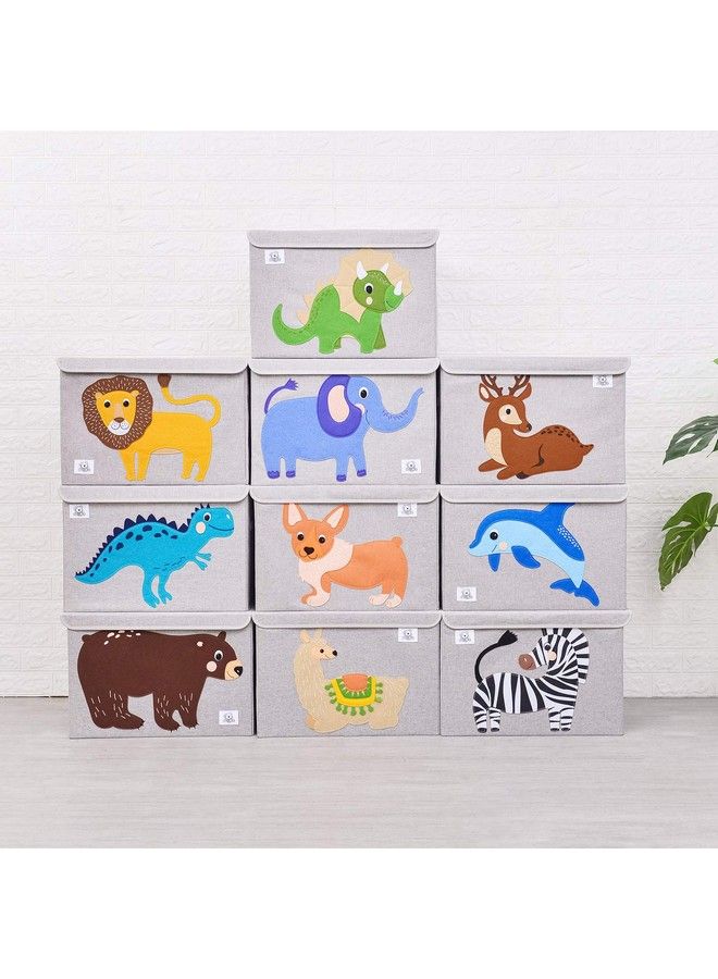 Foldable Large Kids Toy Chest With Fliptop Lid Collapsible Fabric Animal Toy Storage Organizer/Bin/Box/Basket/Trunk For Toddler Children And Baby Nursery (Dinosaur)