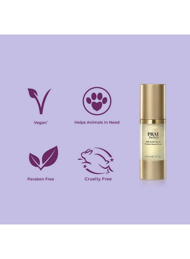 Beauty 24K Gold Caviar Wrinkle Repair Serum Antiaging And Antiwrinkle Hyaluronic Acid Serum For Face 1.7 Oz