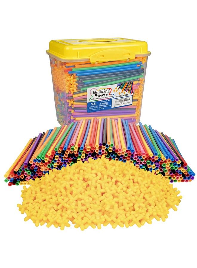 1000Pc Building Straws & Connectors Set For Kids Stem Educational Construction Toy Includes Assorted Colors & Interlocking Connectors Helps Develop Motor Skills & Learning Age 3+