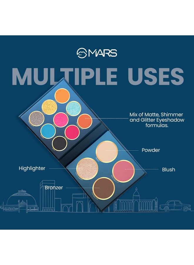 The City Paradise Makeup Kit ; Highly Pigmented And Blendable ; 9 Eyeshadow Palette With 1 Highlighter Blusher Bronzer & Compact Powder Each (03Chandigarh)