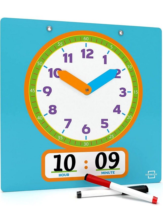 Writable Dry Erase Learning Clock For Kids Write & Wipe Demonstration Clock For Kids Learning To Tell Time Classrooms And Homeschool Supplies