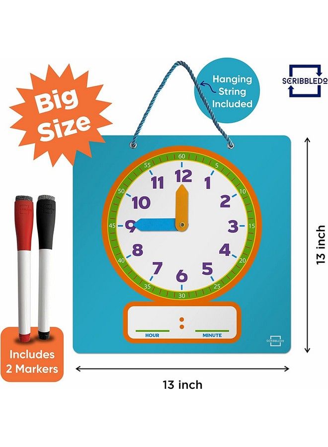 Writable Dry Erase Learning Clock For Kids Write & Wipe Demonstration Clock For Kids Learning To Tell Time Classrooms And Homeschool Supplies