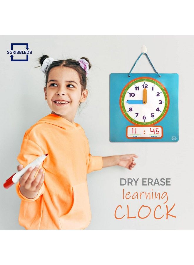 Writable Dry Erase Learning Clock For Kids Write & Wipe Demonstration Clock For Kids Learning To Tell Time Classrooms And Homeschool Supplies