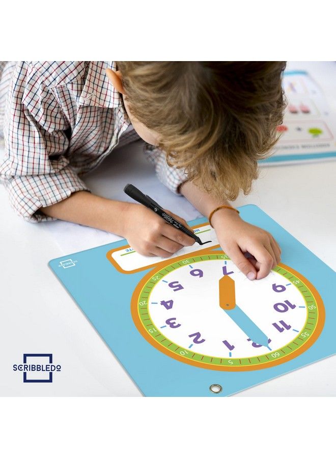 Writable Dry Erase Learning Clock For Kids Write & Wipe Demonstration Clock For Kids Learning To Tell Time Classrooms And Homeschool Supplies