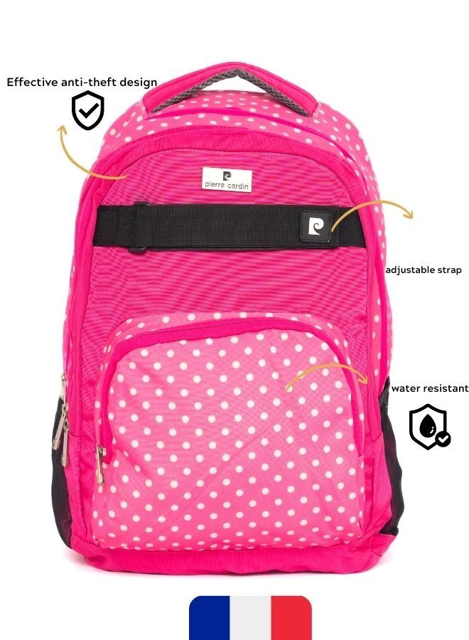 2pcs Set Kids School Backpack with Pencil Case- Polka Pink Design Dimensions: 49x36x20cm