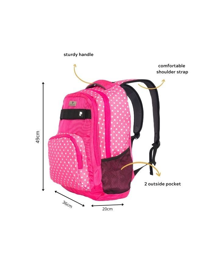 2pcs Set Kids School Backpack with Pencil Case- Polka Pink Design Dimensions: 49x36x20cm