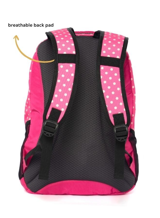 2pcs Set Kids School Backpack with Pencil Case- Polka Pink Design Dimensions: 49x36x20cm